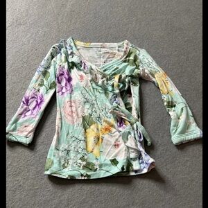 Posh Peanut Baby Girls Wrap Long-sleeve Top 0-3 Months Bamboo Floral Tie Ruffle